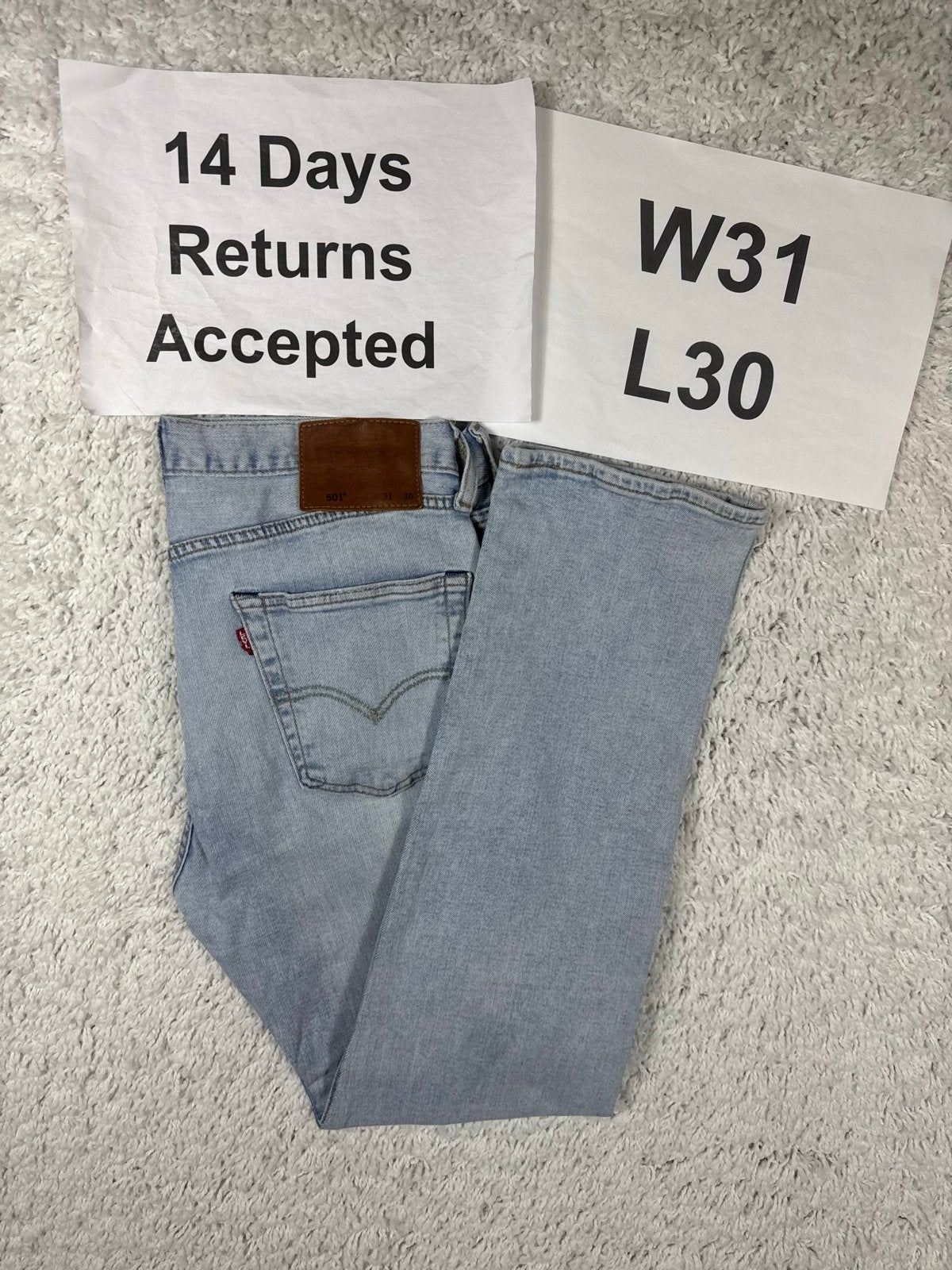 Levi's 501 Straight Fit Jeans - Lichtblauw W31 L30 3610, G, G, Blauw, G