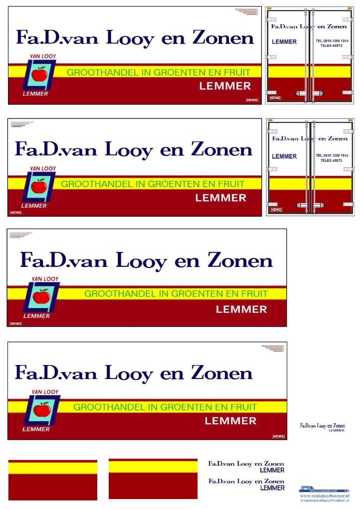 Vrachtauto decal 1:50 D van Looy en Zonen Lemmer ( combi ), Hobby en Vrije tijd, Modelauto's | 1:50, Verzenden, Nieuw, Bus of Vrachtwagen