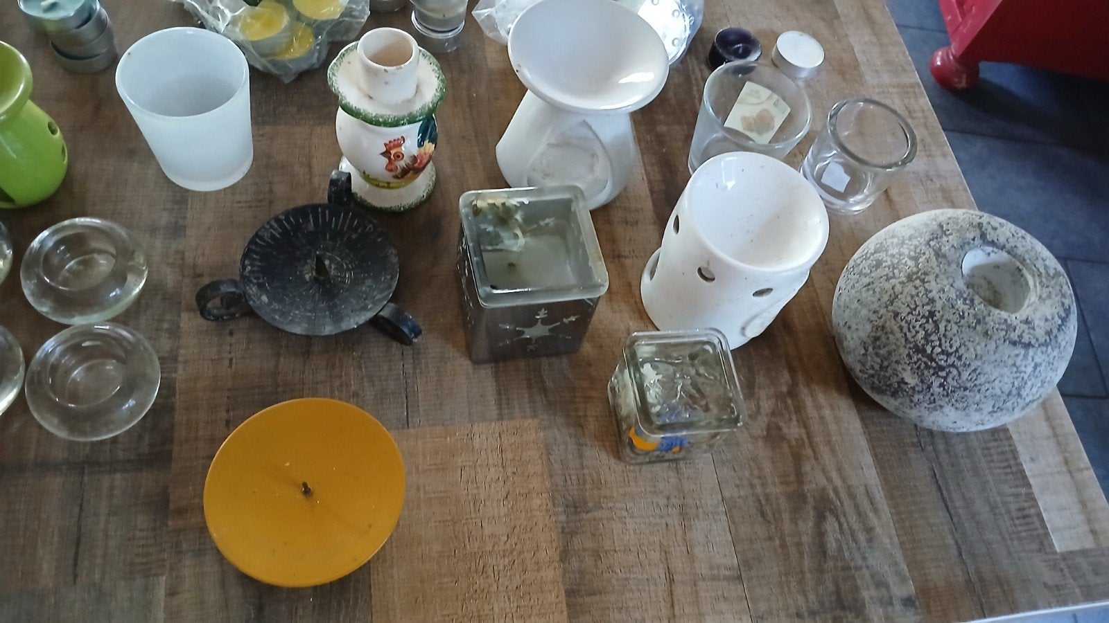 Diverse kaarsen en houders - Gratis af te halen, Gebruikt, Wit, Ophalen of Verzenden, Glas