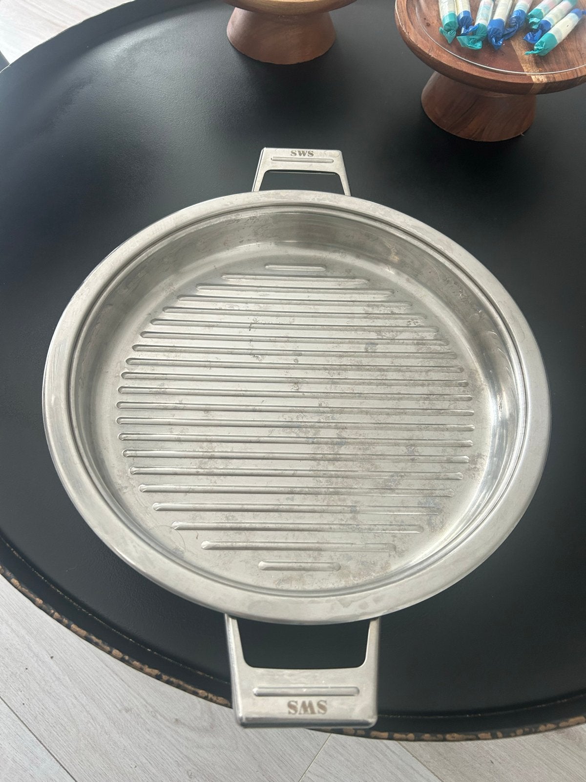 Simtronic SWS grillpan met deksel - RVS, Ophalen of Verzenden, Gebruikt, Rvs, Koekenpan of Braadpan