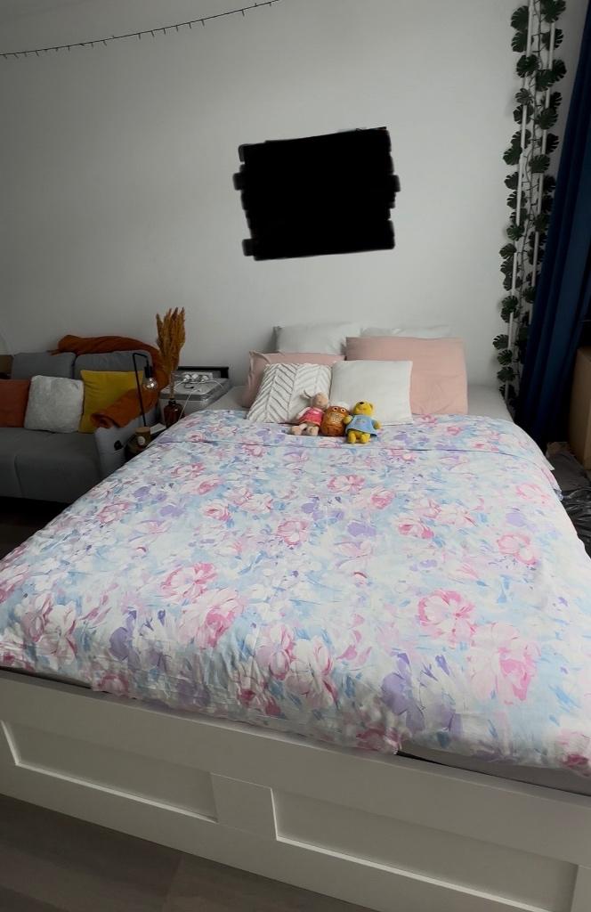 Bed 160x200, Ophalen, Wit, Tweepersoons, Zo goed als nieuw