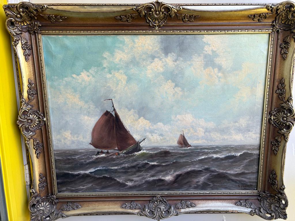 Prachtig Maritiem Olieverf Schilderij - Zeilschepen op Zee, Ophalen