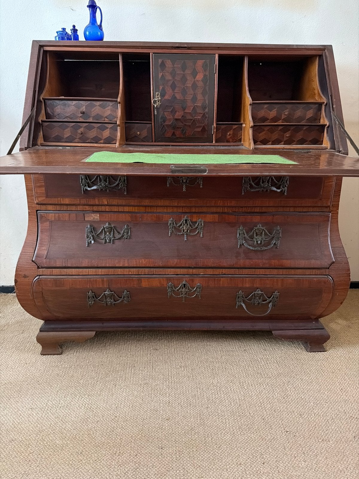 Antiek Biedermeier Secretaire Bureau Mahoniehout, Ophalen