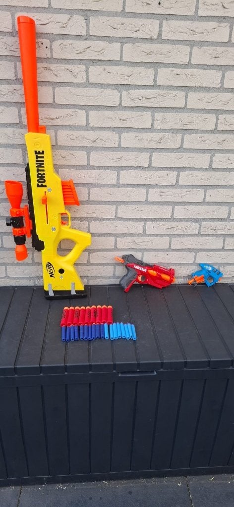Nerf Fortnite Sniper, 2 Pistolen met Pijlen en Accessoires, Ophalen, Gebruikt