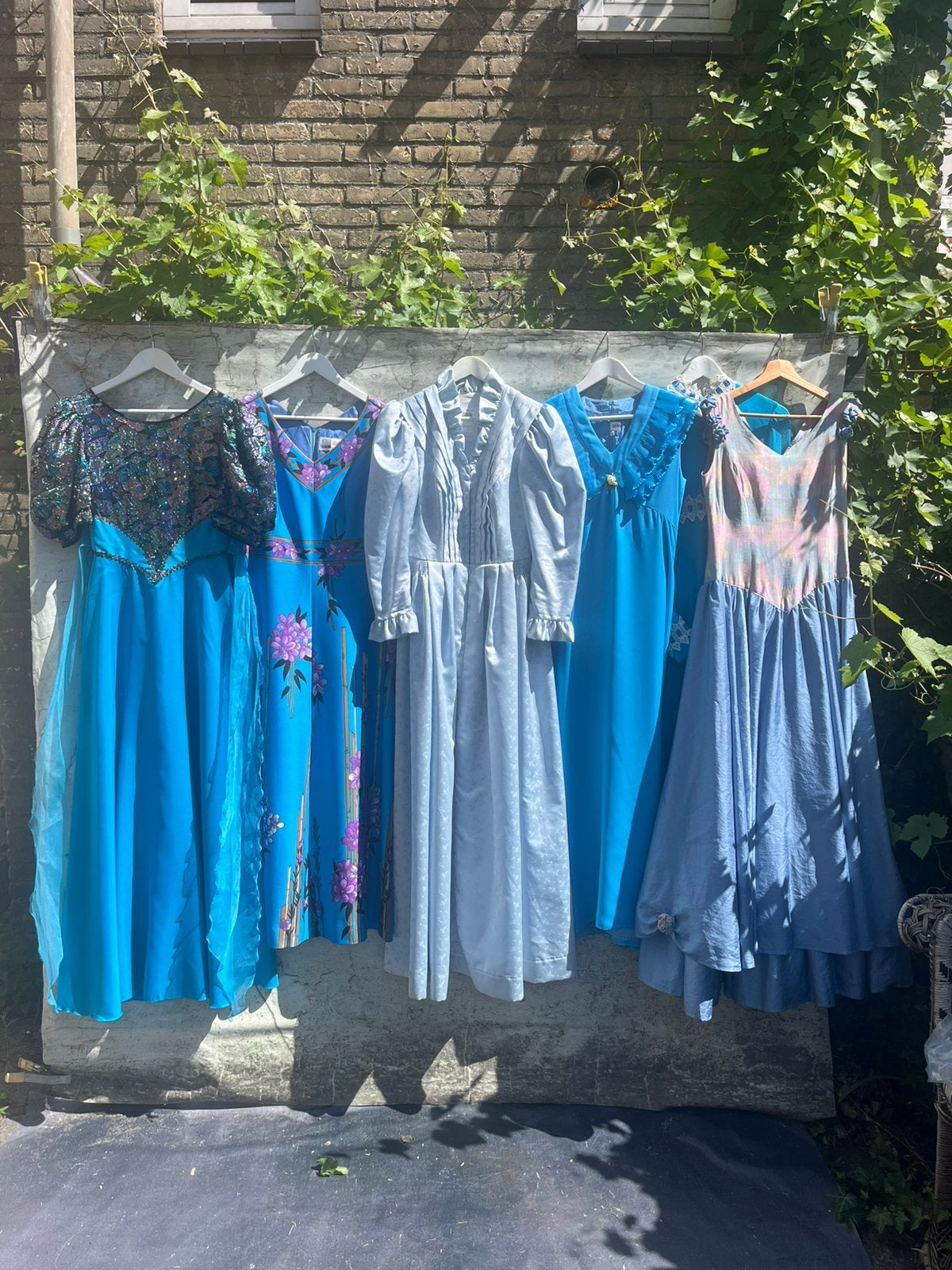 Partij (6) vintage maxi jurken Cosplay maat S (&M), Ophalen of Verzenden, Nieuw, Maat 38/40 (M), Onder de knie