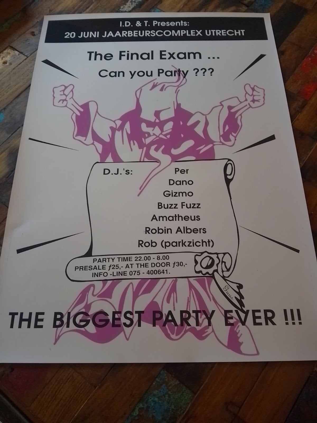 thunderdome 1992 final exam poster hardcore ID&T, Ophalen of Verzenden, Nieuw, A1 t/m A3, Reclame