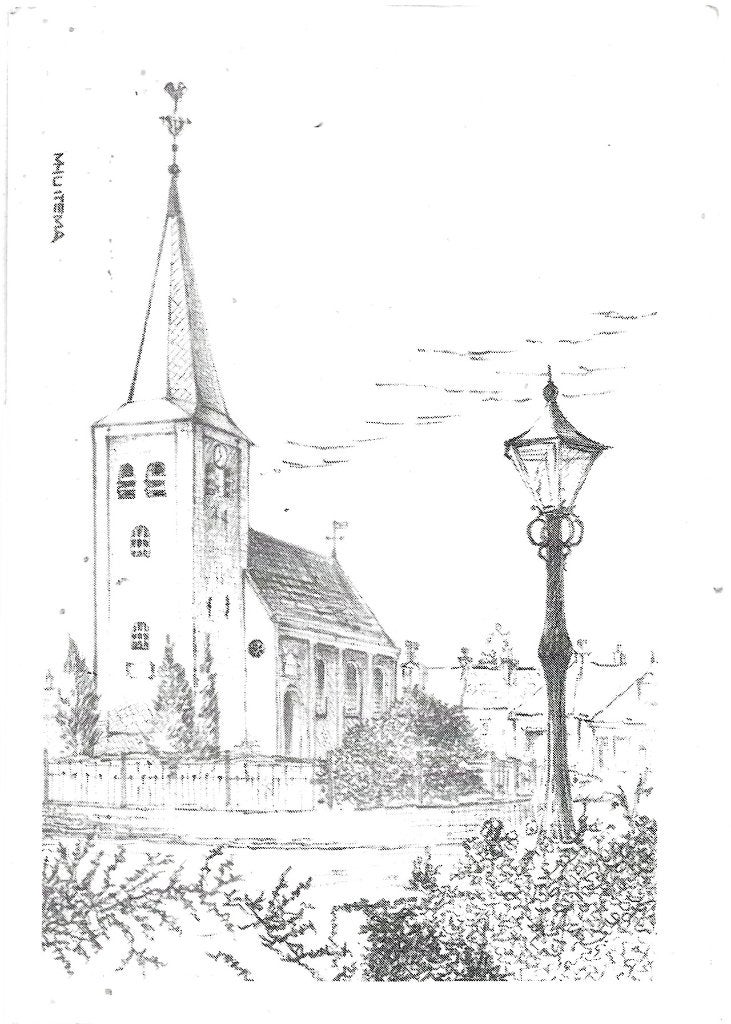 AK Wartena, Warten - Ned. Herv. Kerk, Ophalen of Verzenden, 1940 tot 1960, Ongelopen, Friesland