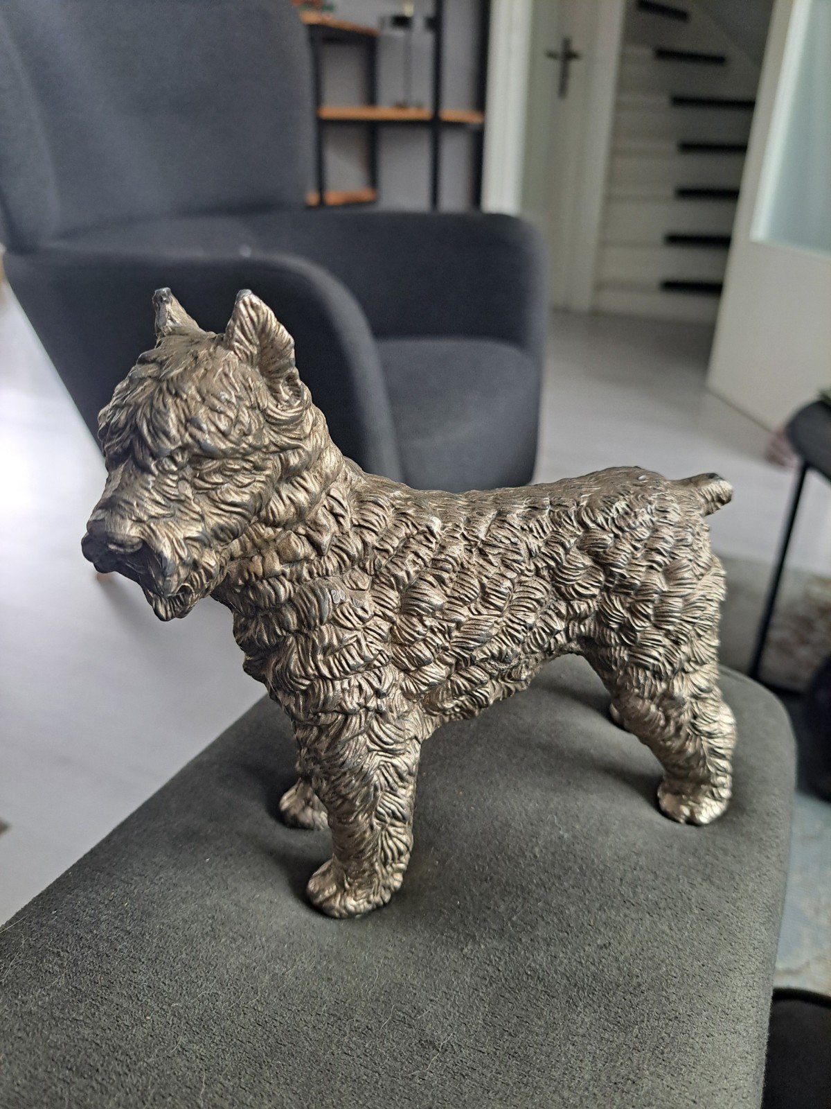 Vintage bronzen hond beeldje - Terrier, Antiek en Kunst, Ophalen of Verzenden