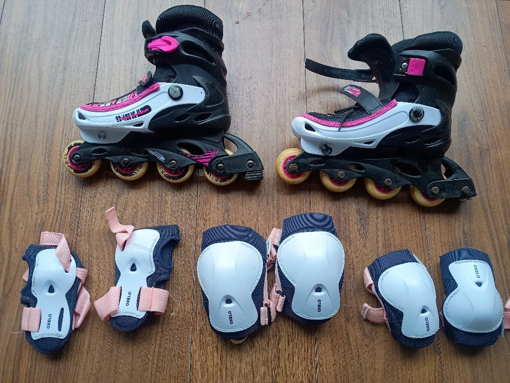 Skeelers maat 35-38 verstelbaar incl beschermingsset, Overige merken, Kinderen, Ophalen of Verzenden, Inline skates 4 wielen