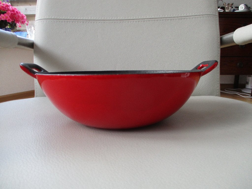 Frankrijk - wok - gietijzer, Huis en Inrichting, Keuken | Potten en Pannen, Ophalen, Gebruikt, Gietijzer, Met handvatten