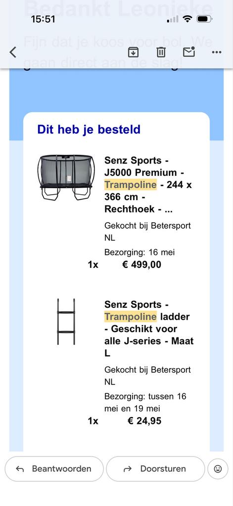 Senz Sports Trampoline J5000 Premium 244x366 cm + trappetje, Kinderen en Baby's, Speelgoed | Buiten | Trampolines, Ophalen, Zo goed als nieuw