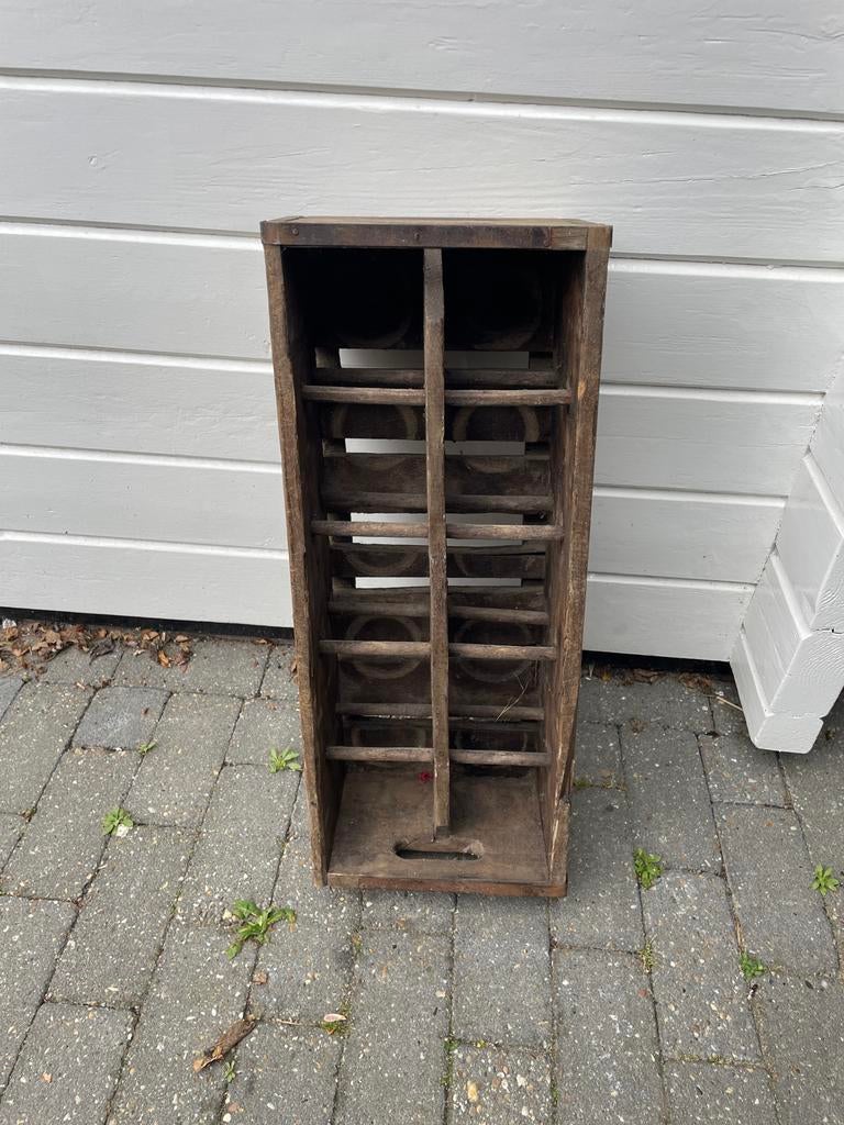 Brocante houten wijnkrat voor 10 flessen, Ophalen of Verzenden