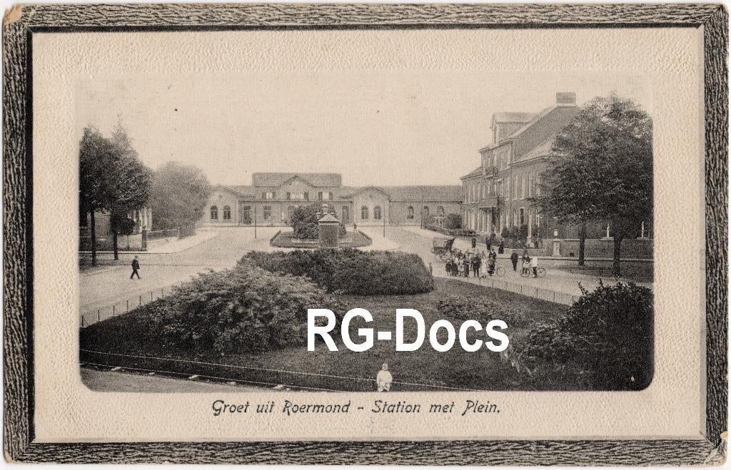 Ansichtkaart - Briefkaart Trein Station Roermond Plein 1916, Ophalen of Verzenden, Voor 1920, Gelopen, Limburg