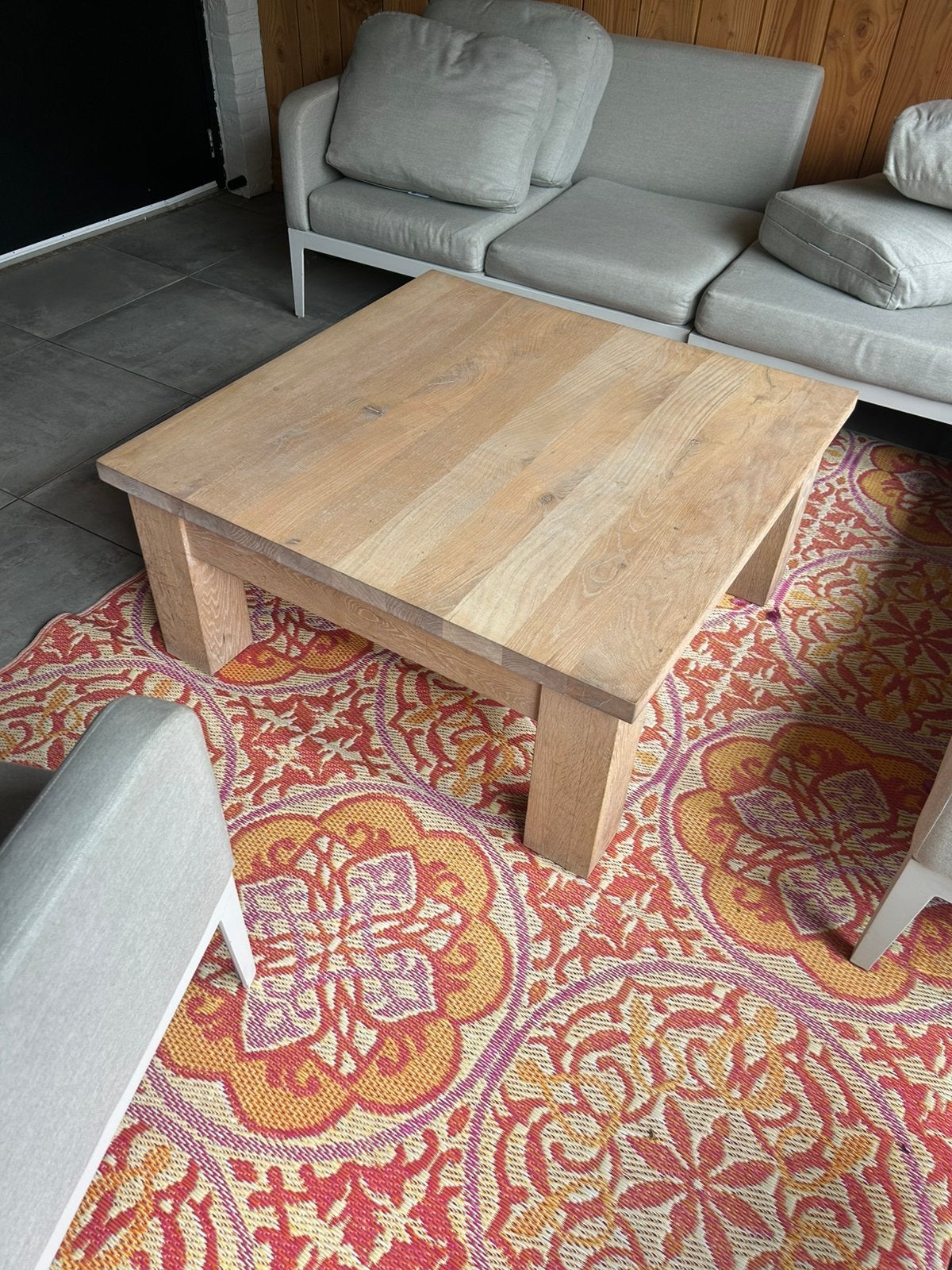 Salon tafel masief eiken, Ophalen, Gebruikt, 100 tot 150 cm, 50 tot 100 cm