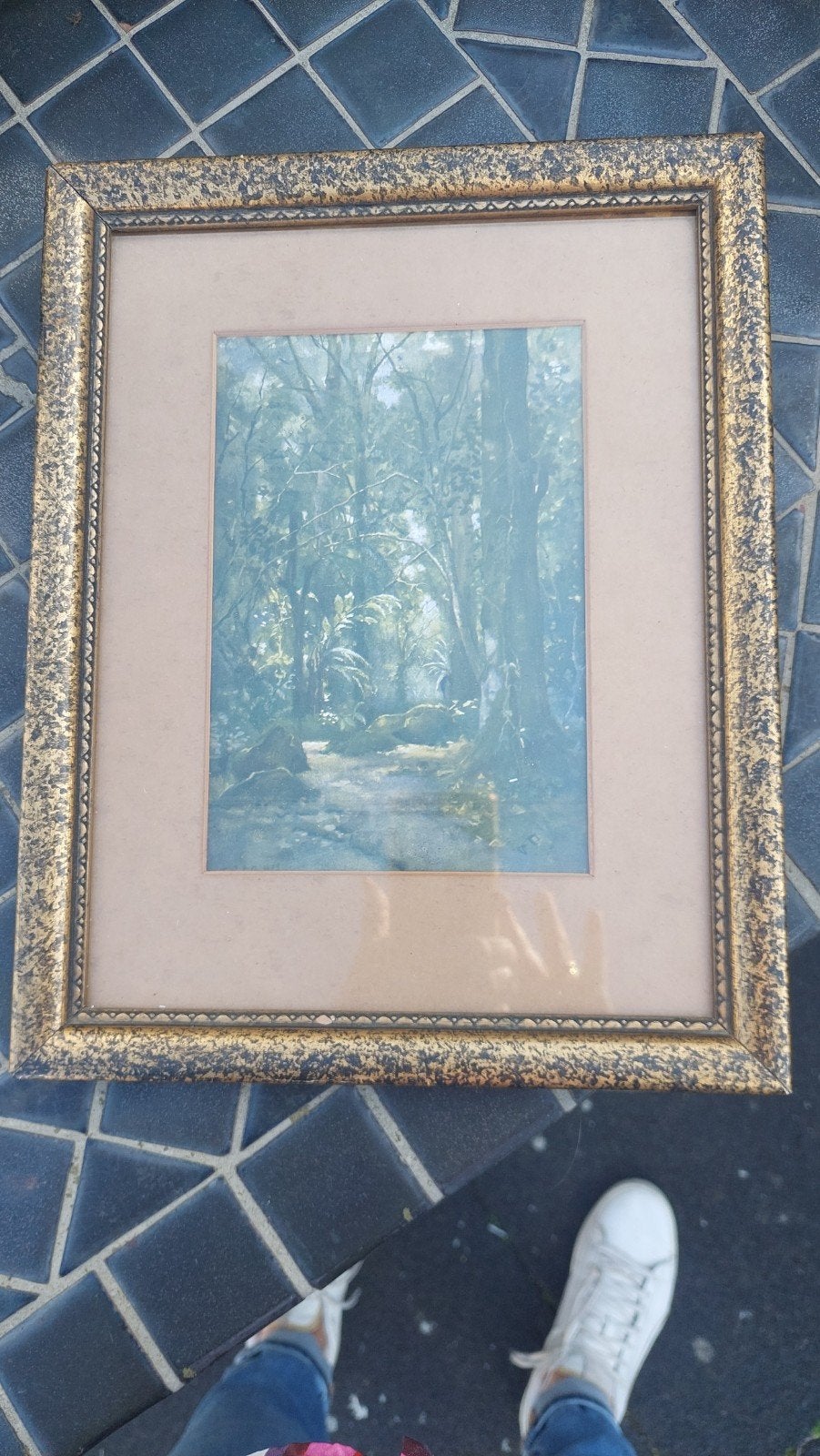 Ingelijst schilderij van een boslandschap, Ophalen of Verzenden
