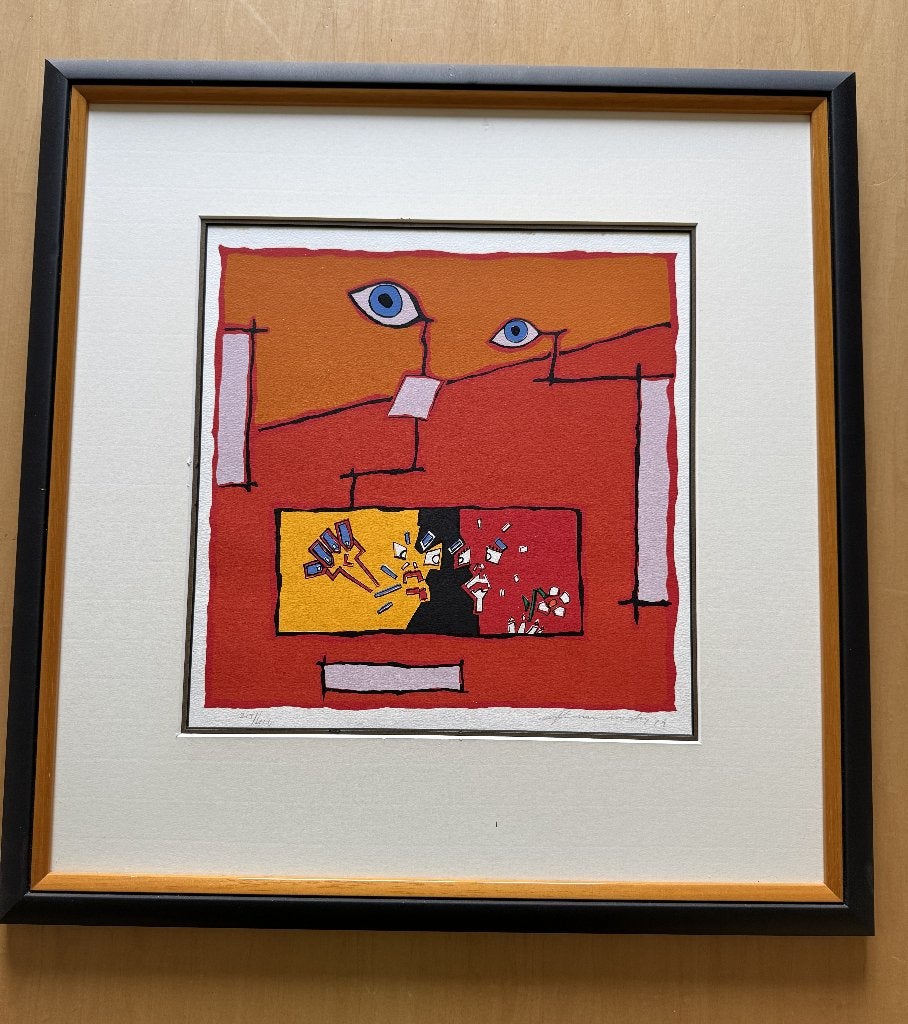 zeefdruk, ingelijst, Zeefdruk, Gelimiteerde oplage, Abstract, Ophalen