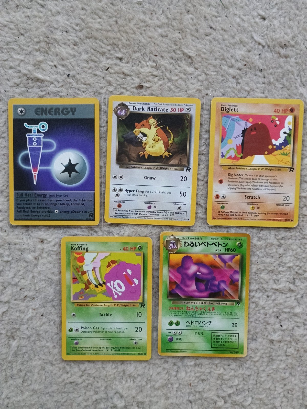 Team rocket vintage pokemon kaarten, Ophalen of Verzenden, Zo goed als nieuw, Meerdere kaarten