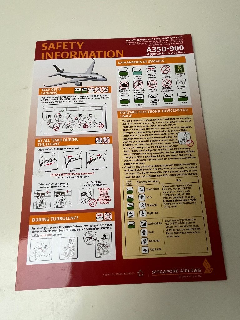 Safetycard Singapore airlines A350 900, Ophalen of Verzenden, Overige typen