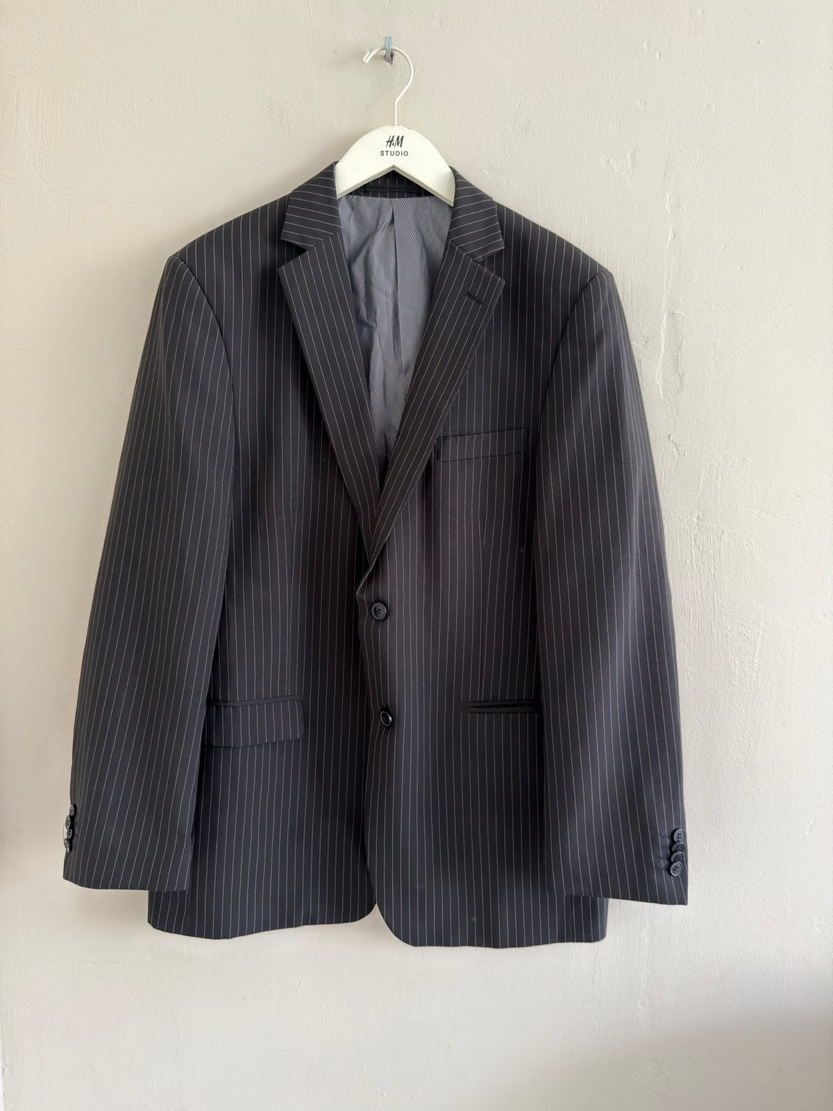 Klassiek Charles Vögele krijtstreep blazer zwart mt 52 / XL, Kleding | Heren, Ophalen of Verzenden, Zo goed als nieuw, Maat 52/54 (L)