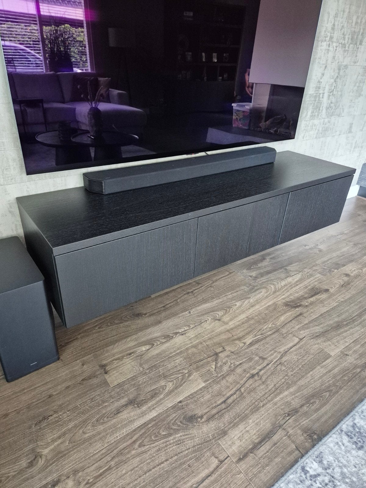 Modern zwart tv-meubel met lades (zen lifestyle), Ophalen, 150 tot 200 cm, Zo goed als nieuw, Minder dan 100 cm