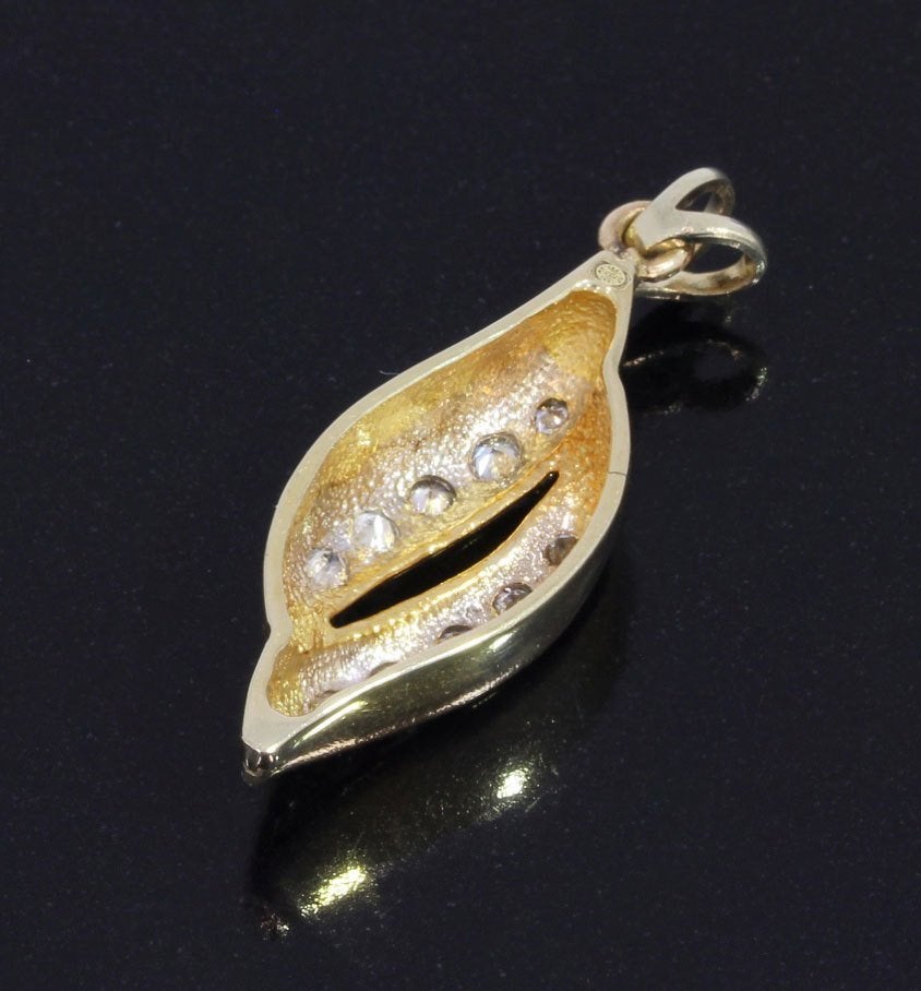 Diamanten 14k gouden ketting hanger bicolor briljant dames, Voordeelsieraden.nl, Verzenden, Zo goed als nieuw, Met edelsteen