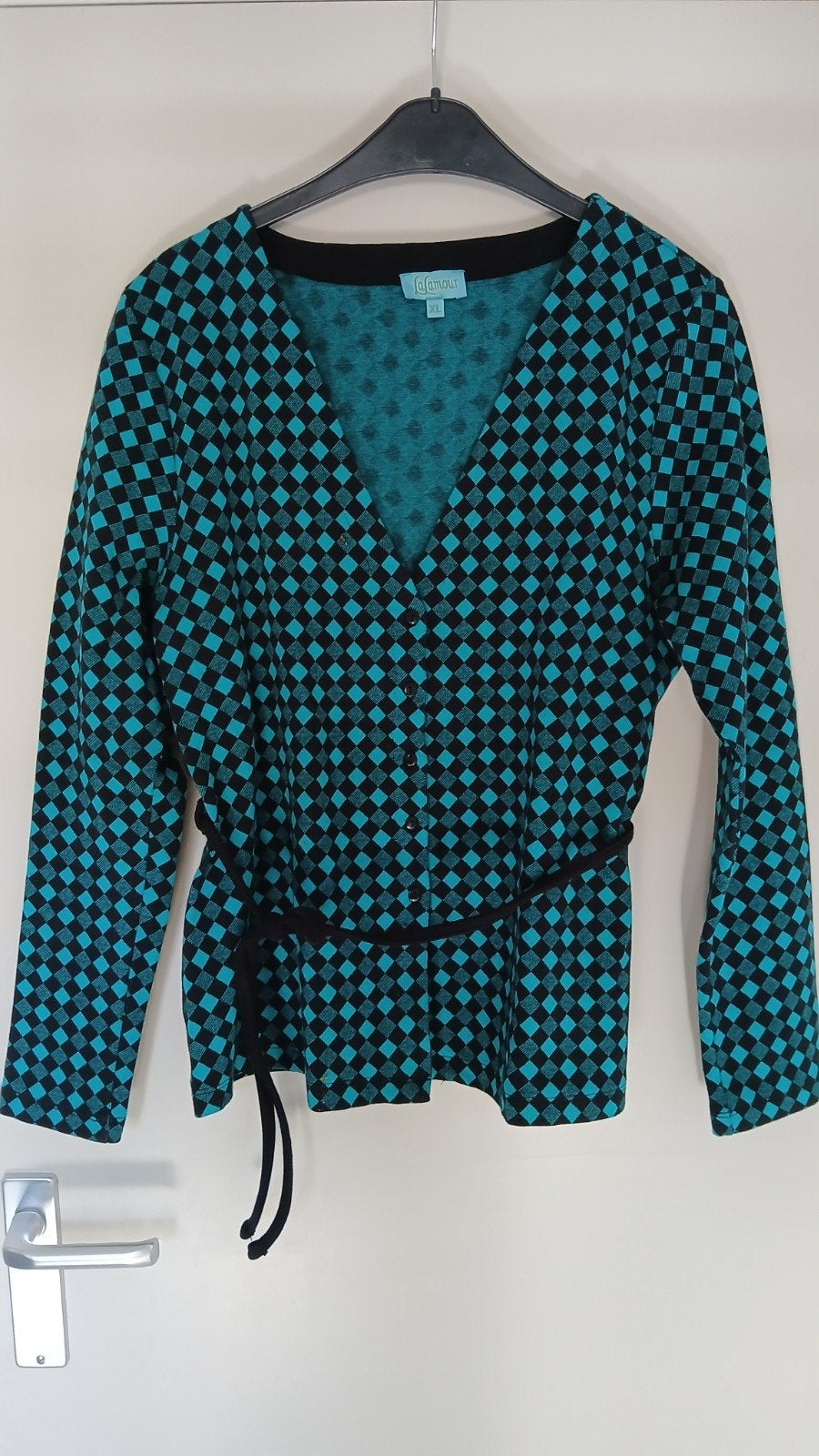 Lalamour vestje, blauw/zwart geruit, Blauw, Maat 46/48 (XL) of groter, Ophalen of Verzenden, Zo goed als nieuw