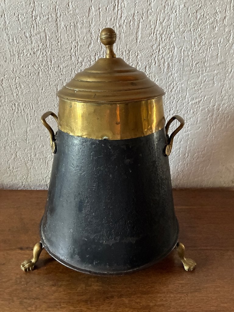 Antieke ijzeren en geelkoperen doofpot, Antiek en Kunst, Ophalen, Koper