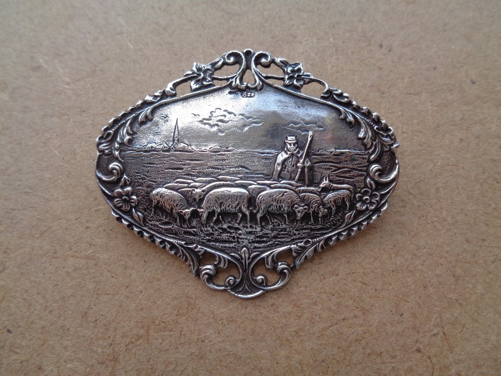 antiek zilveren broche Niekerk N10 [417], Verzenden, Zilver, Broche