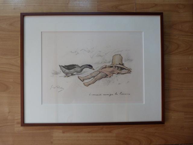 Georges Redon - Le canard mange les limaces, Ingelijst, 50 cm, Ophalen of Verzenden, 1900 - 1949