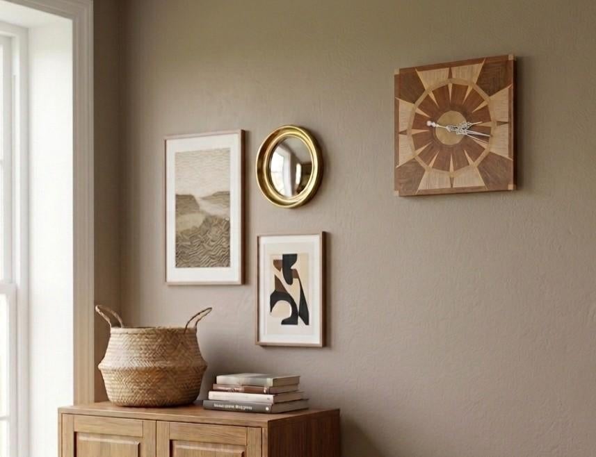 Handgemaakte houten wandklok – Inlegwerk (Intarsia)  26 cm, Ophalen of Verzenden, Nieuw