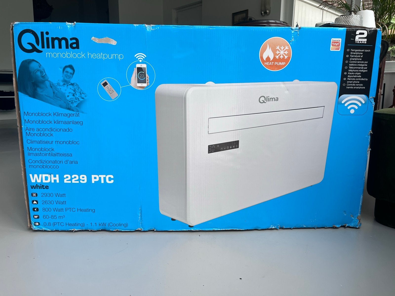 Airco warmtepomp Qlima WDH 229 PTC Monoblock, Ophalen, Nieuw, 3 snelheden of meer, Koelen en Ontvochtigen