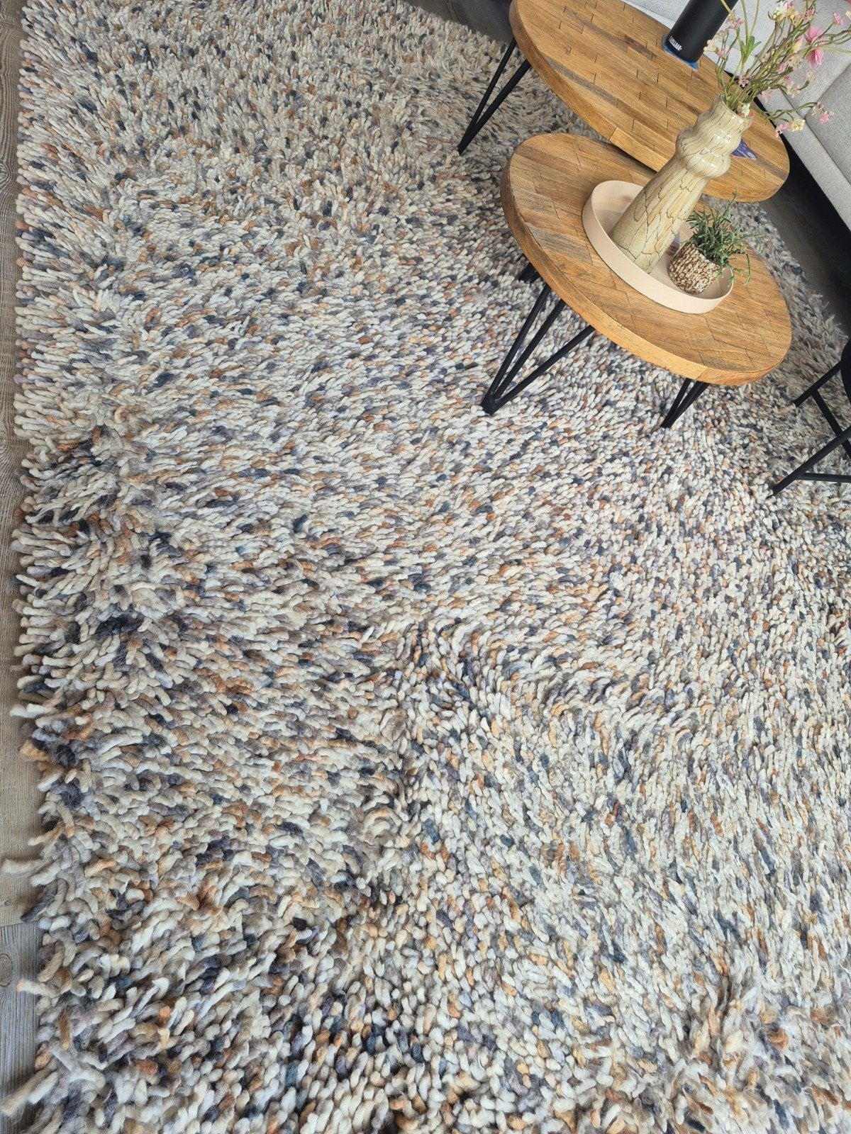Wollen vloerkleed Brink & Campman Rocks 200x250 cm, Ophalen, Gebruikt, Grijs, Modern, Shaggy