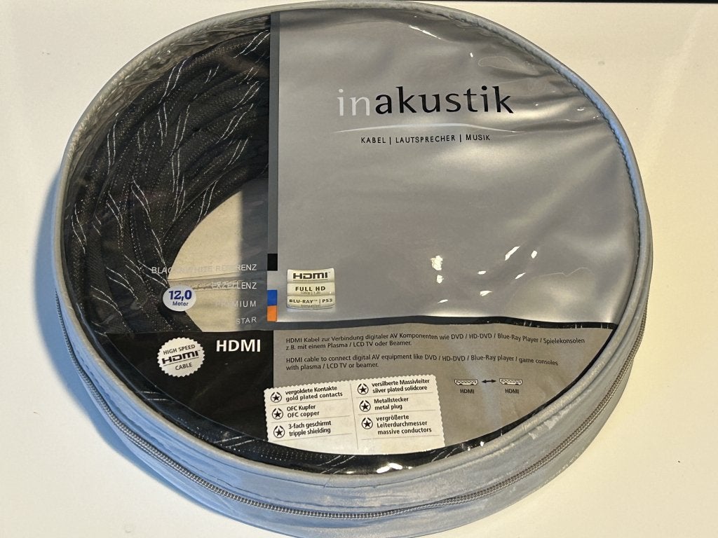 Inakustik Exzellenz high speed HDMI 12 meter, Niet ingevuld, Gebruikt, Niet ingevuld, HDMI-kabel