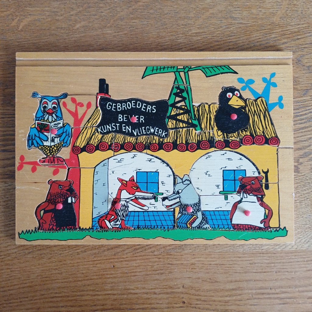 Fabeltjeskrant puzzel 'Gebroeders Bever' kunst en vliegwerk, Gebruikt, 10 tot 50 stukjes, Onbekend, Ophalen of Verzenden