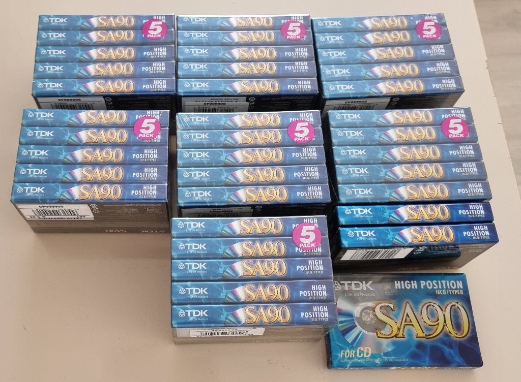 38 nog verpakte TDK SA 90 High Position muziekcassettes, Verzenden, Overige genres, Nieuw in verpakking, Onbespeeld