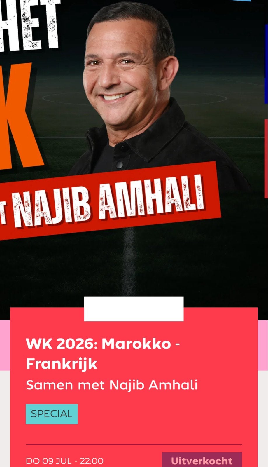 WK: Marokko - Frankrijk Samen met Najib Amhali 2 tickets nog, Tickets en Kaartjes, Sport | Voetbal, Losse kaart, Twee personen