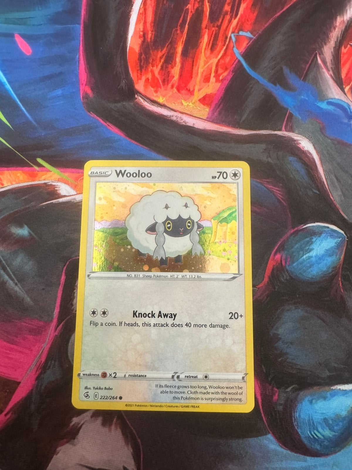 Pokémon kaarten Wooloo #222 Cosmos Holo, Ophalen of Verzenden, Zo goed als nieuw, Losse kaart