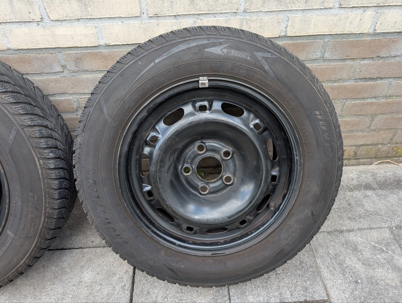 4x winterbanden met velgen 14 inch, Ophalen, Gebruikt