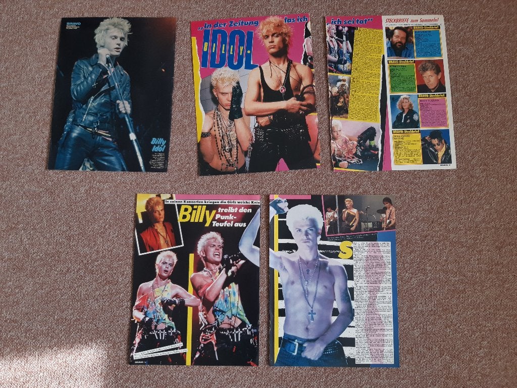 Knipsels Cuttings Billy Idol 80er jaren, Verzamelen, Ophalen of Verzenden, 1980 tot heden, Nederland, Knipsel(s)