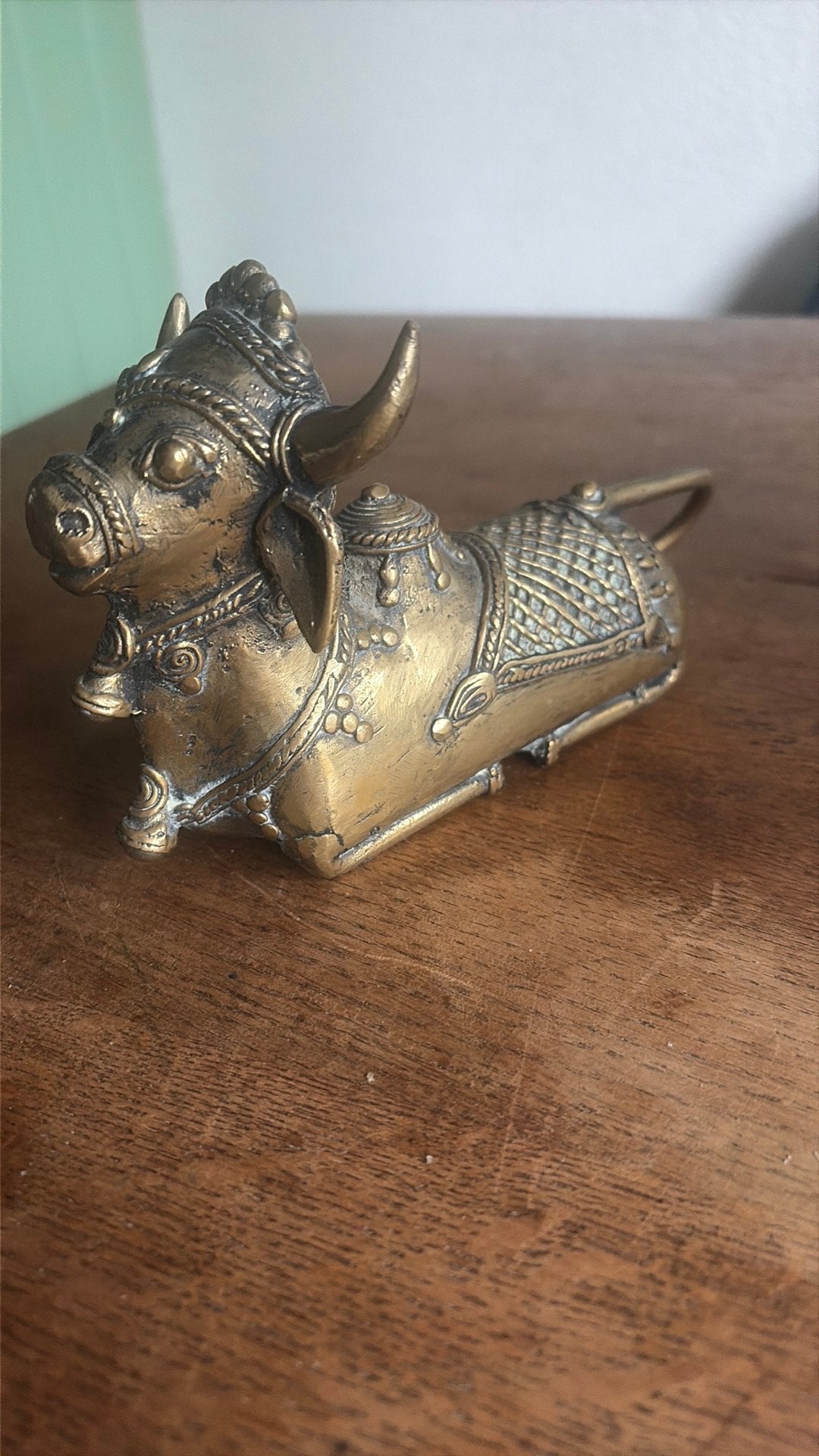 Messing of brons beeldje Nandi Dhorka stijl, 11 cm, Goud, Indonesië, Beeld