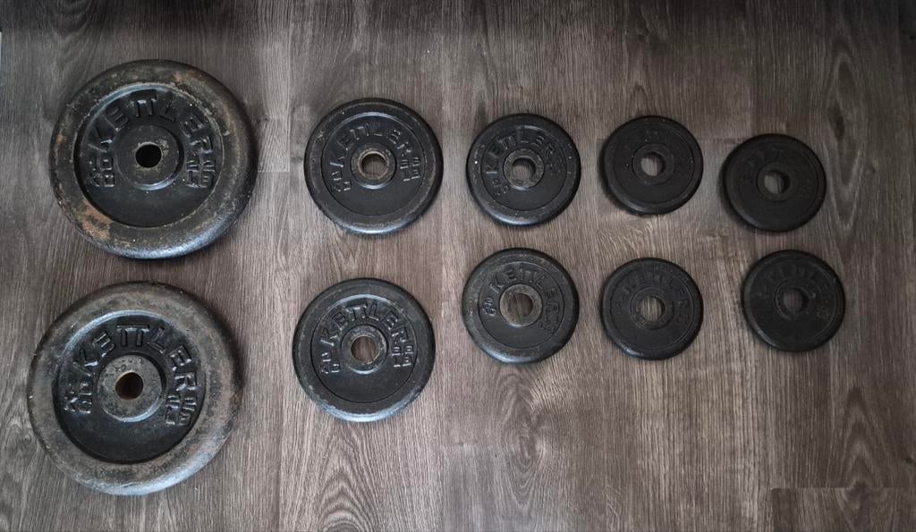 Dumbbell set met halterschijven (30mm), Sport en Fitness, Ophalen, Gebruikt, Armen, Halterset