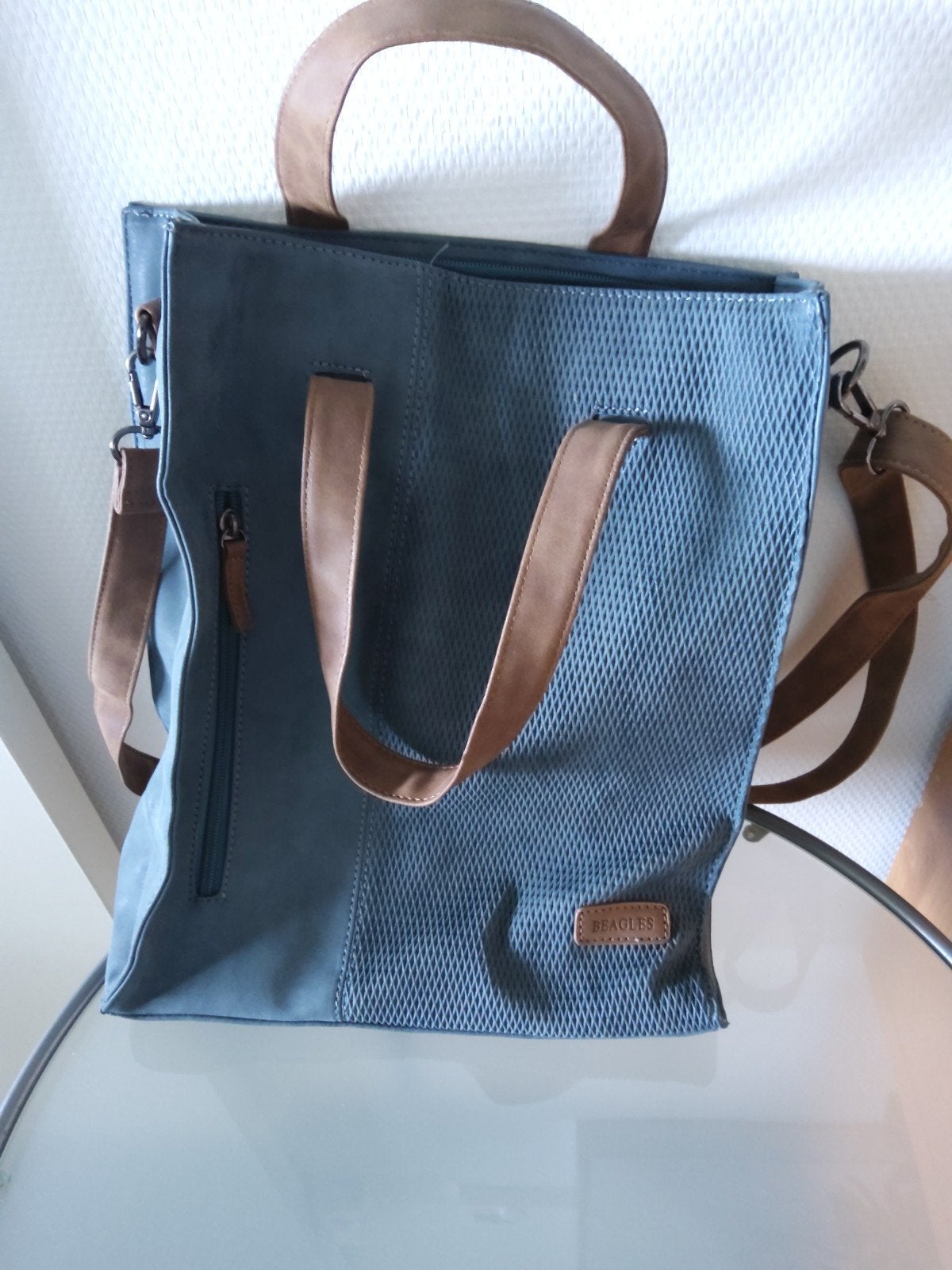 A4 Beagles tas kort en lang hengsel jeans blauw zgan, Overige merken, Blauw, Ophalen of Verzenden, Zo goed als nieuw
