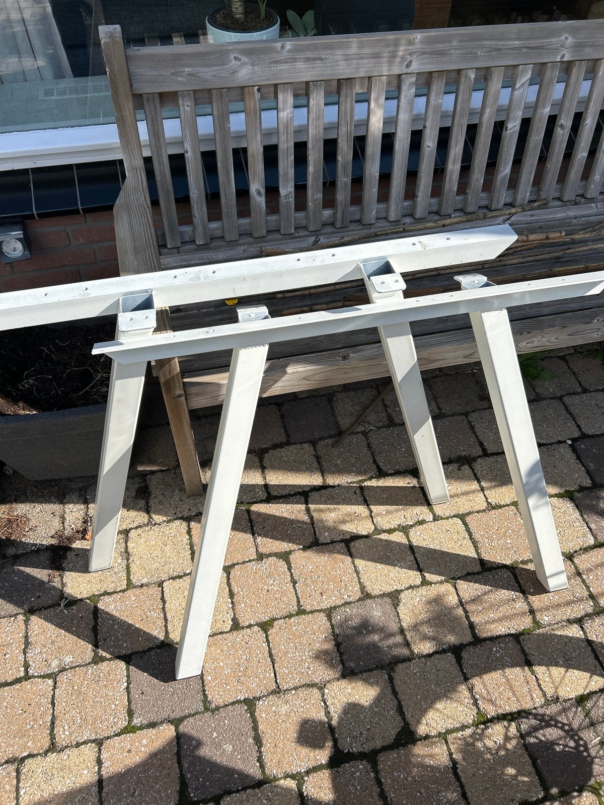 Witte metalen tafelpoten - Gebruikt, Ophalen, Tafelpoot, Minder dan 50 cm, Gebruikt
