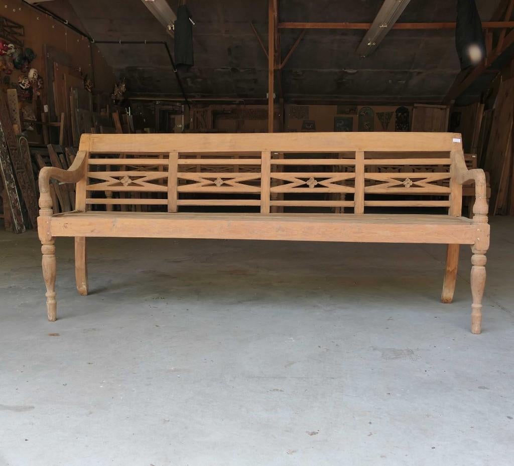 antieke stationsbank landelijk teak hout bank GERESERVEERD, Ophalen of Verzenden