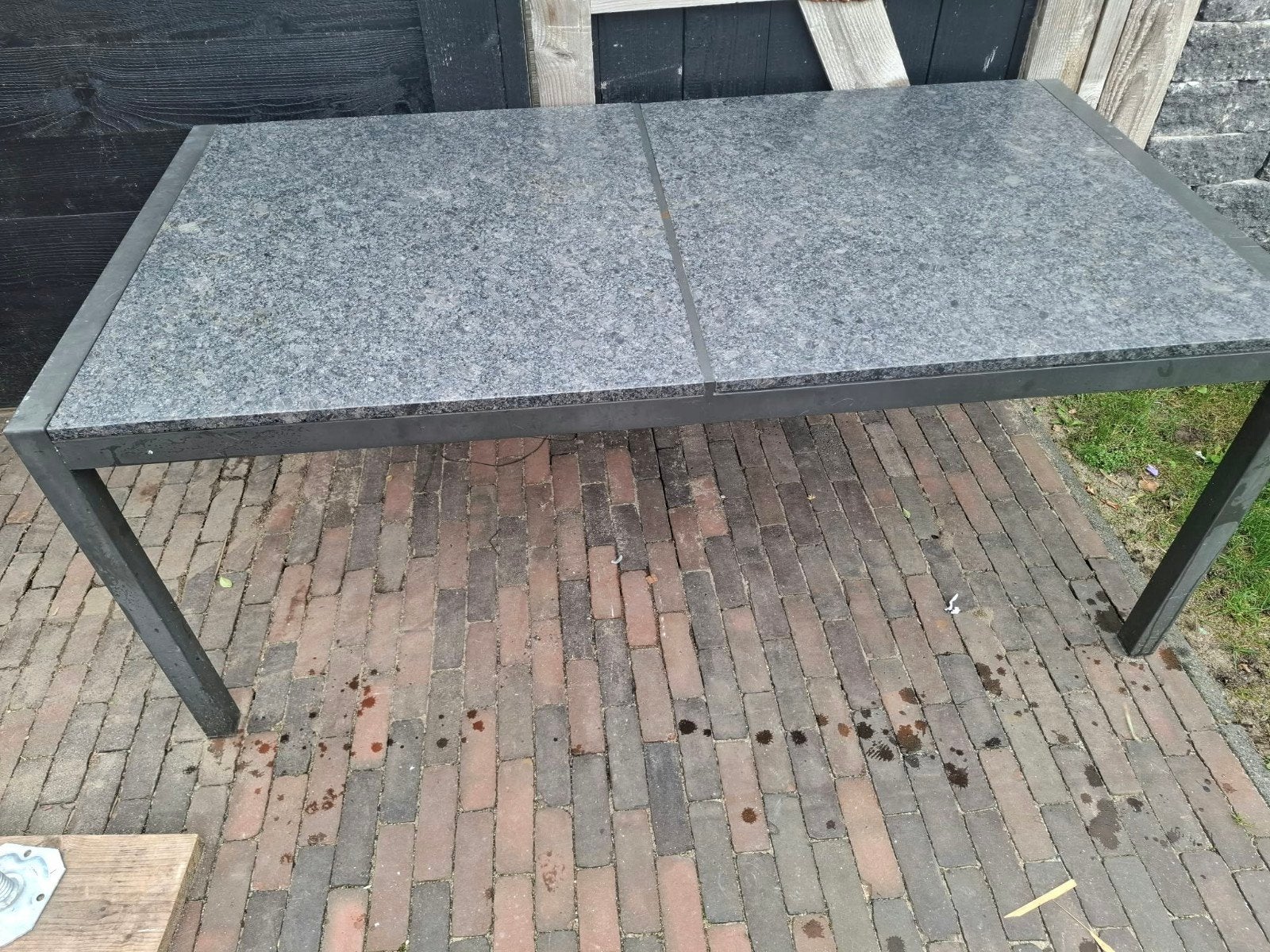 Tuintafel met 3 stoelen - Gebruikt, Tuin en Terras, Tuintafels, Ophalen, Gebruikt, Rechthoekig