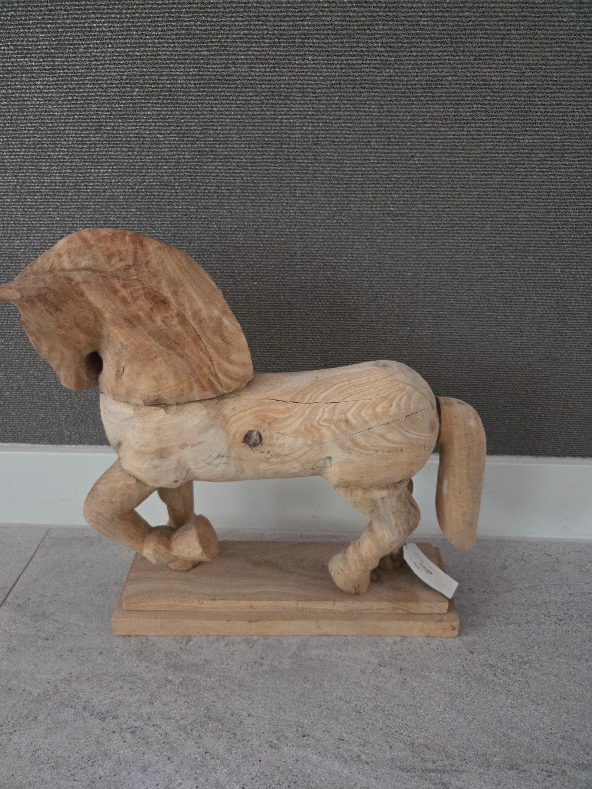 Houten decoratie: Paard en schaal, Ophalen, Hout, Gebruikt, Landelijk