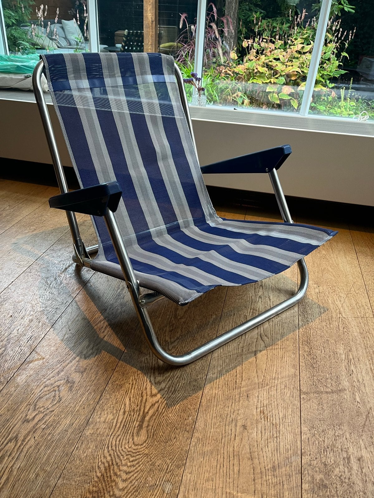 Opvouwbare campingstoel - Blauw/grijs gestreept, Ophalen, Gebruikt, Campingstoel