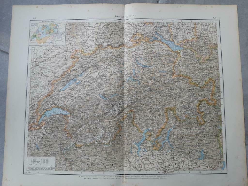67-68/ Zwitserland Schweiz Litho uit 1899, Antiek en Kunst, Kunst | Litho's en Zeefdrukken, Ophalen of Verzenden