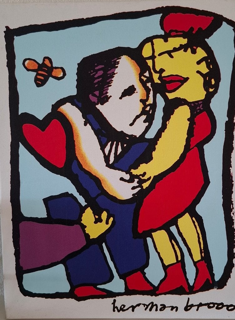 Herman Brood "I love you" reproductie op Canvas, Huis en Inrichting, Woonaccessoires | Schilderijen, Tekeningen en Foto's, Ophalen
