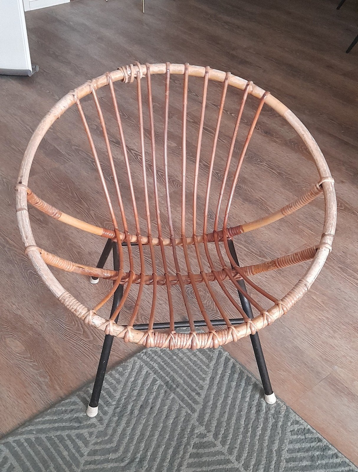 Sfeervolle rotan loungestoel – vintage/boho, Ophalen, Bruin, Riet of Rotan, Eén
